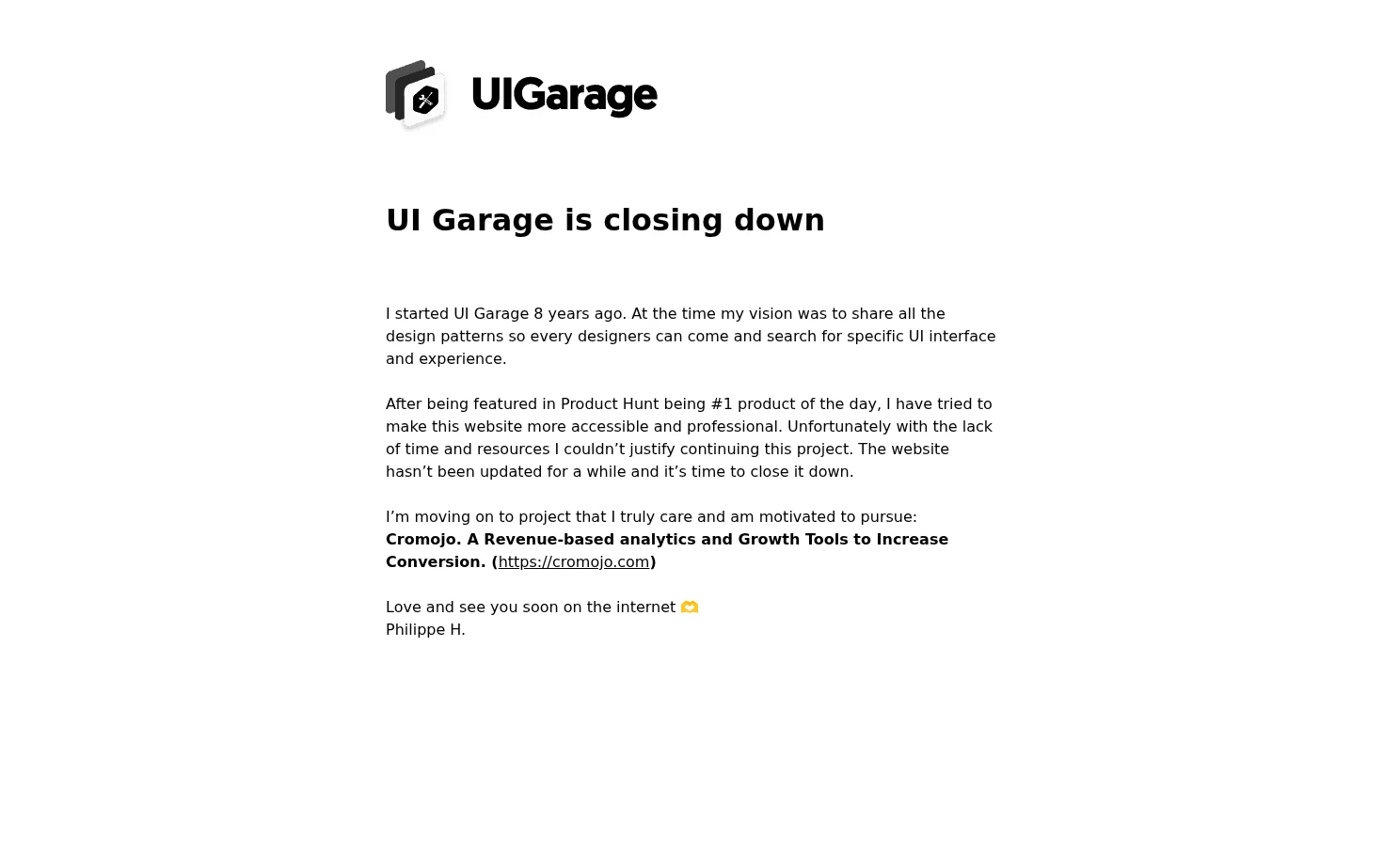 UI Garage Website 页面快照